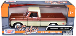 1969 Ford F-100 Pickup Truck Brown Metallic and Cream "Timeless Legends" 1/24 Diecast Model by Motormax
