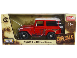 Toyota FJ40 Land Cruiser Red with White Top (Rusted Version) "For Sale" Series 1/24 Diecast Model by Motormax