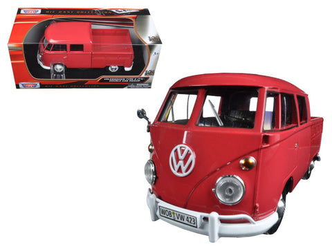 Volkswagen Type 2 (T1) Double Cab Pickup Truck Wax Red 1/24 Diecast Model by Motormax