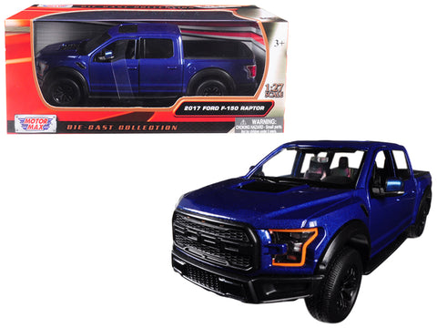 2017 Ford F-150 Raptor Pickup Truck Blue with Black Wheels 1/27 Diecast Model by Motormax