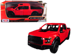 2017 Ford F-150 Raptor Pickup Truck Red with Black Wheels 1/27 Diecast Model by Motormax