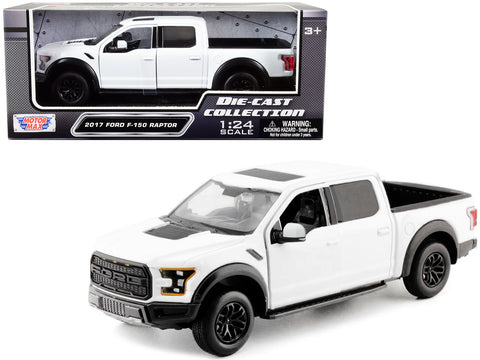 2017 Ford F-150 Raptor Pickup Truck White with Black Wheels 1/24 Diecast Model by Motormax