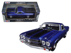 1970 Chevrolet El Camino SS 396 Dark Blue with Black Stripes 1/24 Diecast Model by Motormax