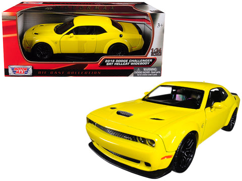2018 Dodge Challenger SRT Hellcat Widebody Yellow 1/24 Diecast Model Car by Motormax