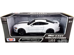2018 Ford Mustang GT 5.0 White with Black Stripes 1/24 Diecast Model Car by Motormax