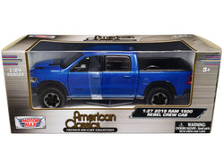 2019 RAM Rebel 1500 Crew Cab Pickup Truck Blue Metallic "American Classics" Series 1/27 Diecast Model by Motormax