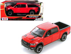 2019 Dodge Ram 1500 Crew Cab Rebel Pickup Truck Red 1/24 Diecast Model by Motormax