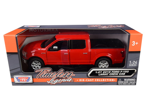 2019 Ford F-150 Lariat Crew Cab Pickup Truck Red 1/24-1/27 Diecast Model by Motormax