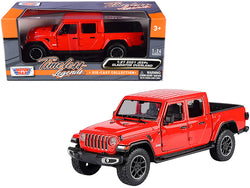 2021 Jeep Gladiator Overland (Closed Top) Pickup Truck Red 1/24-1/27 Diecast Model by Motormax