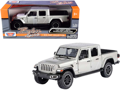 2021 Jeep Gladiator Overland (Closed Top) Pickup Truck Silver Metallic 1/24-1/27 Diecast Model by Motormax