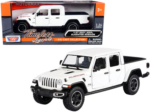 2021 Jeep Gladiator Rubicon (Closed Top) Pickup Truck White 1/24-1/27 Diecast Model by Motormax