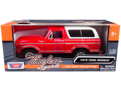 1978 Ford Bronco Custom Red and White "Timeless Legends" Series 1/24 Diecast Model by Motormax