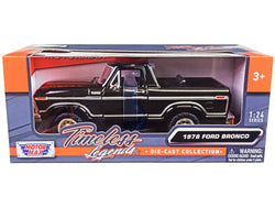 1978 Ford Bronco Custom (Open Top) Black "Timeless Legends" Series 1/24 Diecast Model by Motormax