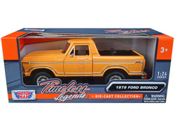 1978 Ford Bronco Custom (Open Top) Yellow with "Timeless Legends" Series 1/24 Diecast Model by Motormax