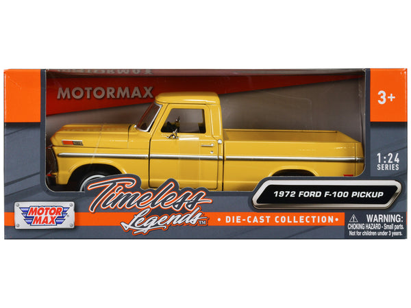 1972 Ford F-100 Pickup Truck Yellow "Timeless Legends" Series 1/24 Diecast Model by Motormax