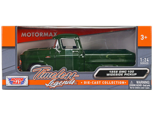 1958 GMC 100 Wideside Pickup Truck Green "Timeless Legends" Series 1/24 Diecast Model by Motormax