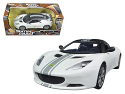 Lotus Evora S Matte White with Black Top and Gray Stripes "Satin Paint" Series Diecast Model Car by Motormax