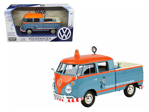 Volkswagen Type 2 (T1) Delivery Pickup Truck Blue/Orange 1/24 Diecast Model by Motormax