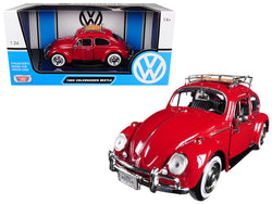 1966 Volkswagen Classic Beetle Red 1/24 Diecast Model Car by Motormax