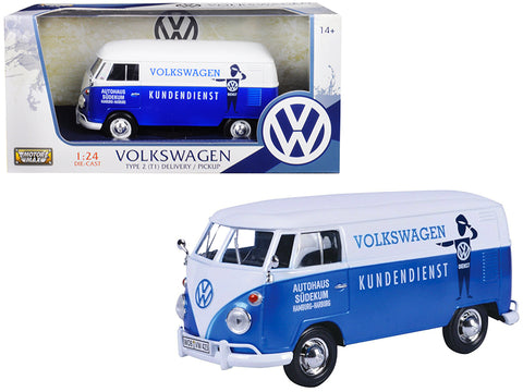 Volkswagen Type 2 (T1) Delivery Van Autohaus Sudekum "Kundendienst" Candy Blue and White 1/24 Diecast Model by Motormax