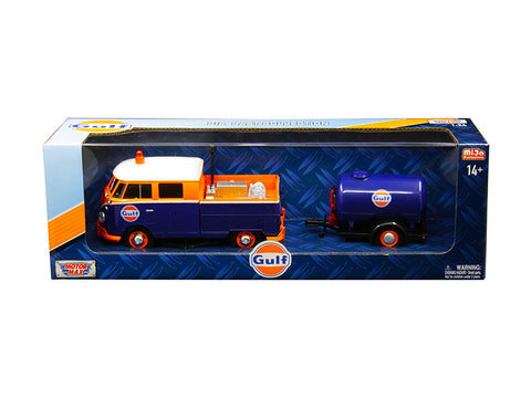 Volkswagen Service Pickup Truck with Plastic Oil Tank "Gulf Oil" 1/24 Diecast Models by Motormax