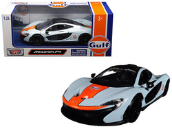 McLaren P1 with "Gulf" Livery Light Blue with Orange Stripe 1/24 Diecast Model Car by Motormax