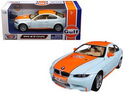 BMW M3 Coupe with "Gulf" Livery Light Blue with Orange Stripe 1/24 Diecast Model Car by Motormax