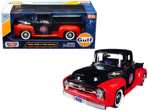 1956 Ford F-100 Pickup Truck "Gulf" Dark Blue and Red 1/24 Diecast Model by Motormax