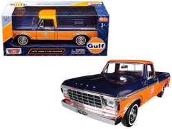 1979 Ford F-150 Custom Pickup Truck "Gulf" Dark Blue and Orange 1/24 Diecast Model by Motormax