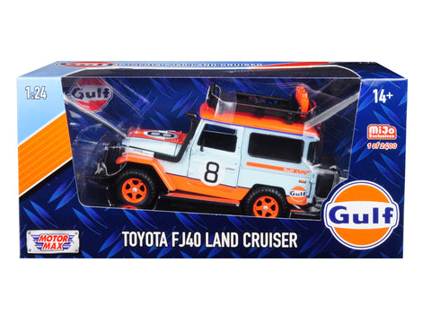 Toyota FJ40 Land Cruiser #8 "Gulf Oil"  White Limited Edition to 2400 pieces Worldwide 1/24 Diecast Model by Motormax