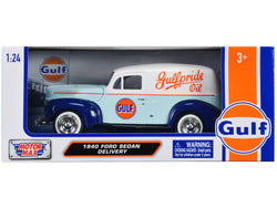 1940 Ford Sedan Delivery Light Blue and White "Gulf Oil-Gulfpride" 1/24 Diecast Model by Motormax