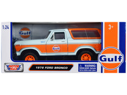 1978 Ford Bronco Light Blue and Orange "Gulf Oil" 1/24 Diecast Model by Motormax