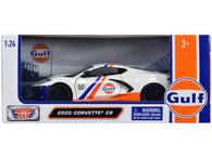 2020 Chevrolet Corvette C8 #52 White and Light Blue with Stripes "Gulf Oil" "Gulf Die-Cast Collection" 1/24 Diecast Model Car by Motormax