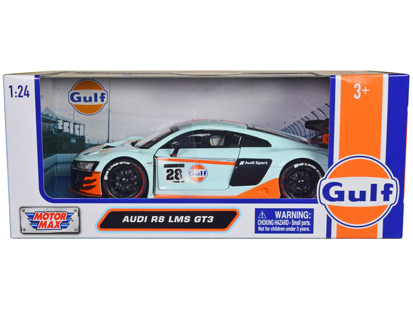 Audi R8 LMS GT3 #28 Light Blue with Orange Stripes "Gulf Oil" 1/24 Diecast Model Car by Motormax