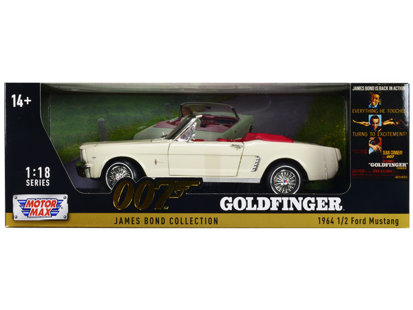 1964 1/2 Ford Mustang Convertible White with Red Interior James Bond 007 "Goldfinger" (1964) Movie "James Bond Collection" Series 1/18 Diecast Model Car by Motormax