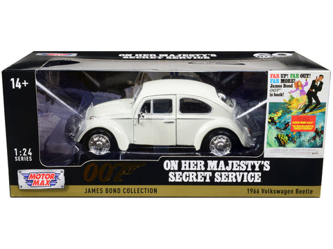 1966 Volkswagen Beetle White James Bond 007 "On Her Majesty's Secret Service" (1969) Movie "James Bond Collection" Series 1/24 Diecast Model Car by Motormax