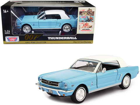 1964 1/2 Ford Mustang Light Blue with White Top James Bond 007 "Thunderball" (1965) Movie "James Bond Collection" Series 1/24 Diecast Model Car by Motormax