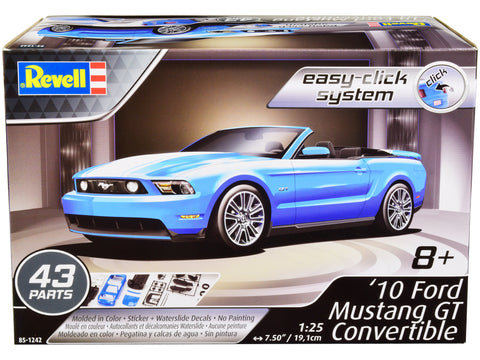 2010 Ford Mustang GT Convertible Blue Plastic Snap Model Kit (Skill Level 2) 1/25 Scale Model by Revell