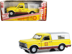 1968 Chevrolet C-10 Pickup Truck Yellow and Red with Camper Shell "Shell Oil" "Running on Empty" Series #6 1/24 Diecast Model by Greenlight