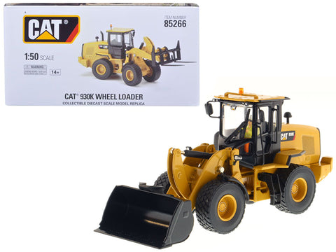 CAT Caterpillar 930K Wheel Loader with Interchangeable Work Tools - (Bucket and Fork) and Operator High Line Series 1/50 Diecast Model by Diecast Masters