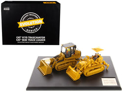 CAT Caterpillar 977D Traxcavator (Circa 1955-1960) and CAT Caterpillar 963K Track Loader (Current) with Operators Evolution Series (2 Piece Set) 1/50 Diecast Models by Diecast Masters