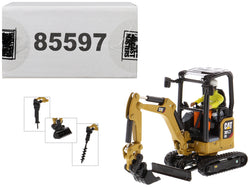 CAT Caterpillar 301.7 CR Next Generation Mini Hydraulic Excavator with Work Tools and Operator High Line Series 1/50 Diecast Model by Diecast Masters