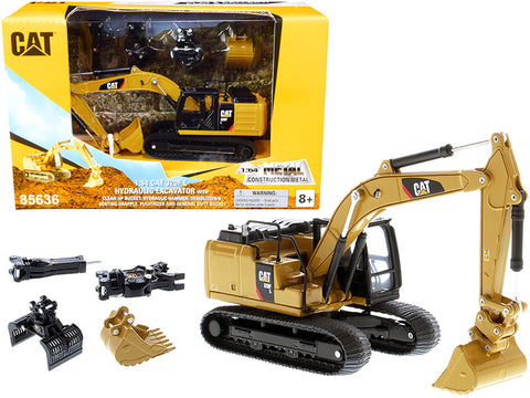CAT Caterpillar 320F L Hydraulic Tracked Excavator with 5 Work Tools "Play & Collect!" 1/64 Diecast Model by Diecast Masters