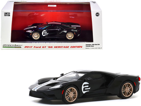 2017 Ford GT #2 '66 Heritage Edition Black with Silver Stripes (First Legally Resold 2017 Ford GT) "Barrett-Jackson Auction" (Las Vegas 2019) 1/43 Diecast Model Car by Greenlight