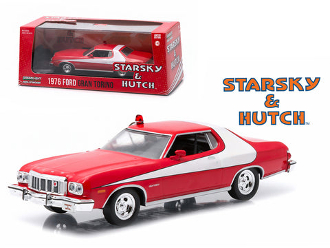 1976 Ford Gran Torino Red with White Stripe "Starsky and Hutch" (1975-1979) TV Series 1/43 Diecast Model Car by Greenlight