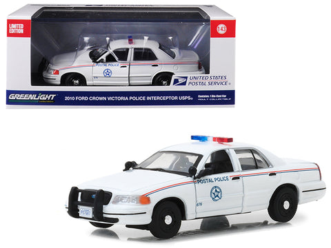 2010 Ford Crown Victoria Postal Police "United States Postal Service" (USPS) White 1/43 Diecast Model Car by Greenlight