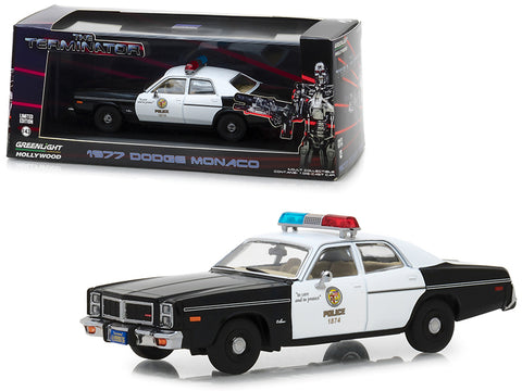 1977 Dodge Monaco Metropolitan Police Black and White "The Terminator" (1984) Movie 1/43 Diecast Model Car by Greenlight