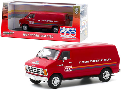 1987 Dodge Ram B150 Van Red with Stripes "71st Annual Indianapolis 500 Mile Race" Official Truck 1/43 Diecast Model by Greenlight
