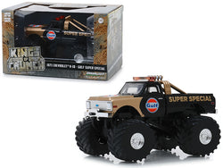 1971 Chevrolet K-10 Monster Truck "Gulf Super Special" Black and Gold with 66-Inch Tires "Kings of Crunch" 1/43 Diecast Model by Greenlight