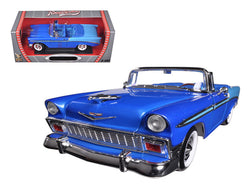 1956 Chevrolet Bel Air Convertible Blue 1/18 Diecast Model Car by Road Signature